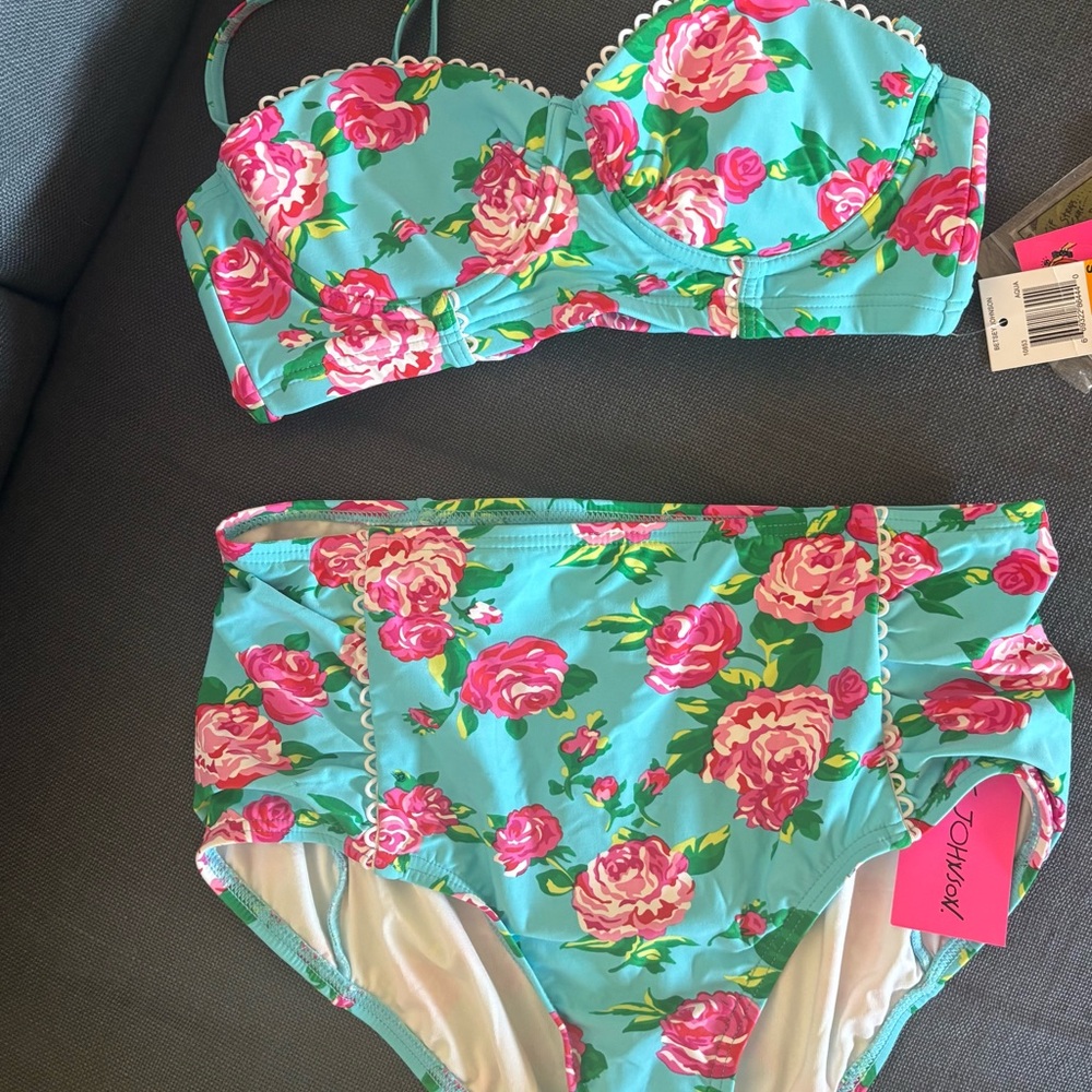 Betsey Johnson Floral Bikini - Pink and Green